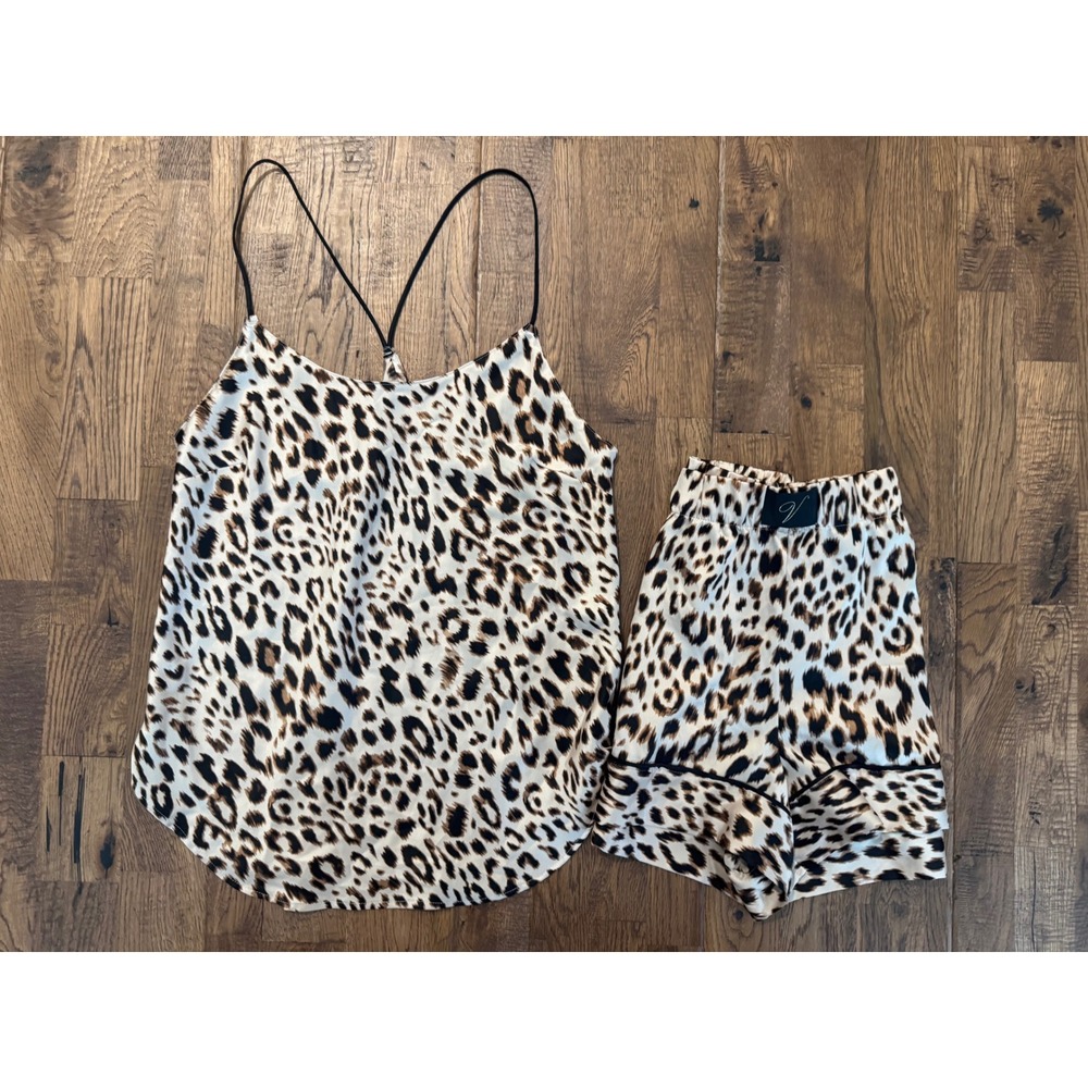Victoria's Secret Leopard Print Cami Shorts Set Pajamas Lingerie Size S